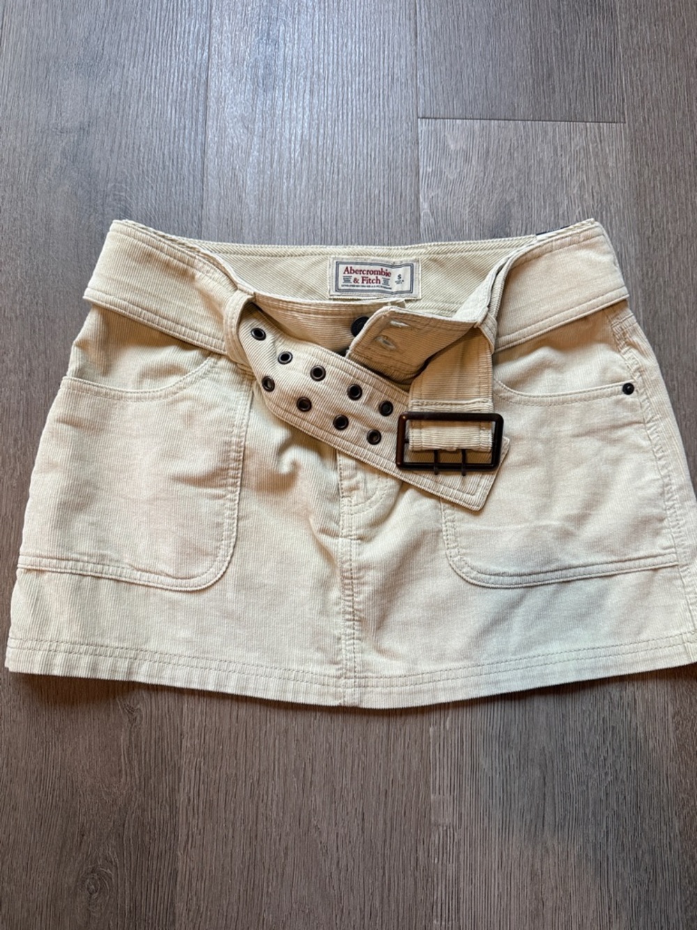 Abercrombie & Fitch Corduroy Mini Skirt with Wide Belt